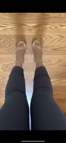 Customer photo review of Petite Ankle Strap Clear Heel Sandals BS134