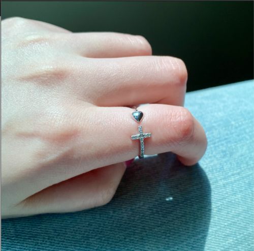 Customer photo review of PRAY THROUGH IT CROSS & HEART ADJUSTABLE RING-S925💍