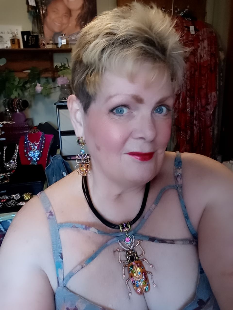 Customer photo review of HEIDI DAUS®"Big Critter" Enamel Crystal Critter Drop Earrings