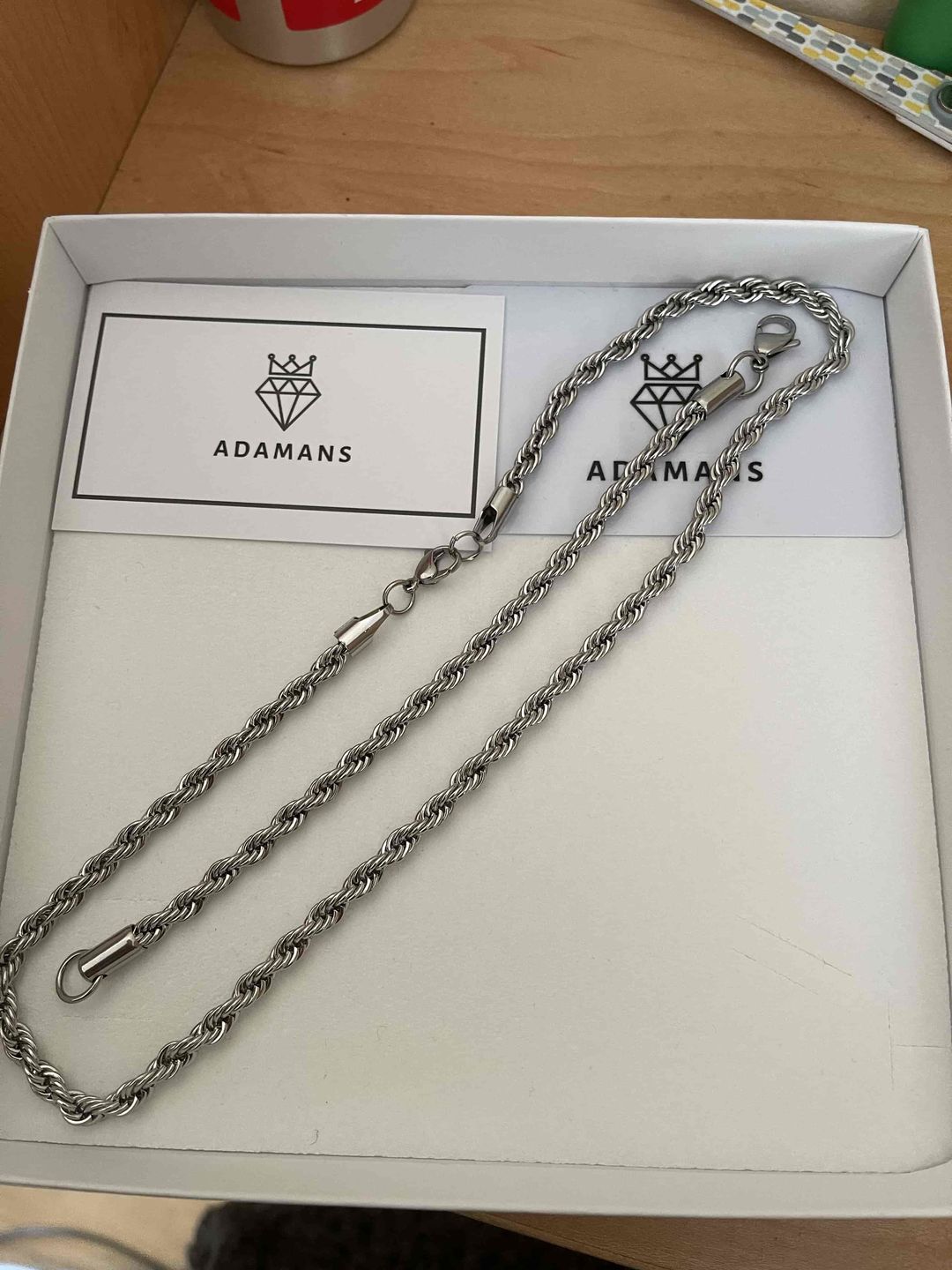 Customer photo review of 6MM Rope Chain + Bracelet - White Gold