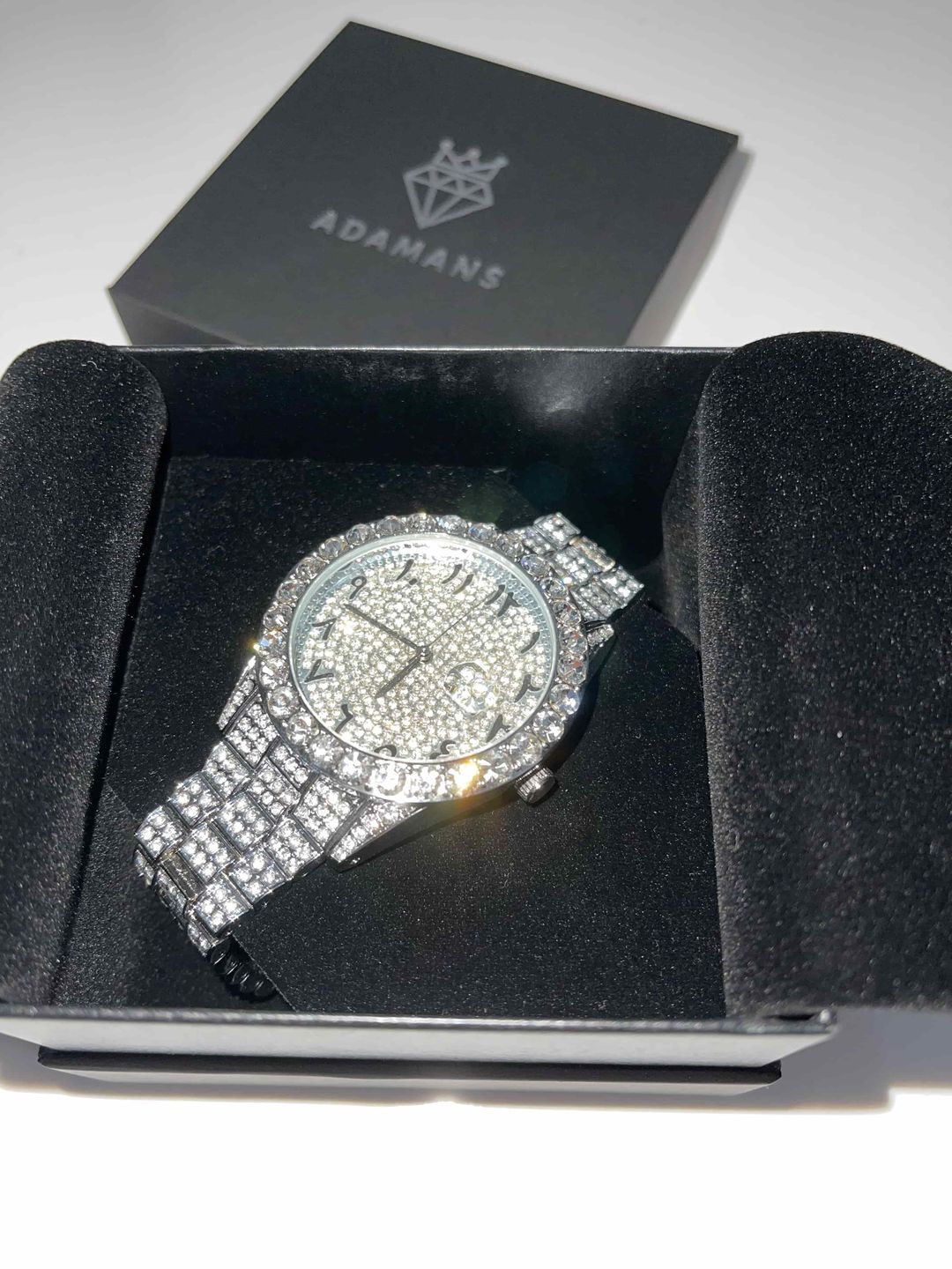 Customer photo review of Arabic Dial Diamond Simulant Watch - Silver
