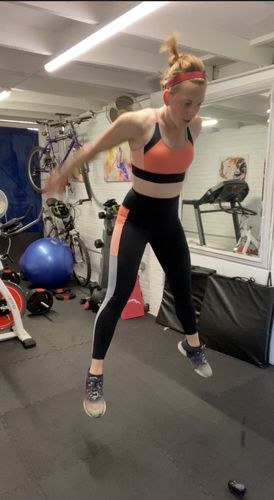 Customer photo review of Inspire Exercise Pants - Coral Colorblock | MT SPORT