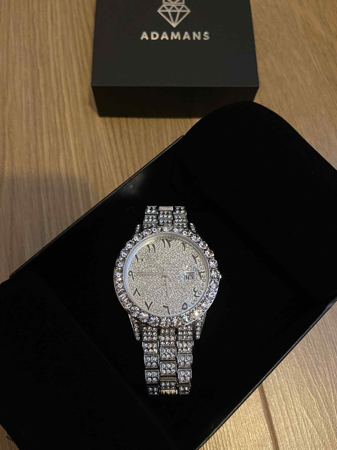 Customer photo review of Arabic Dial Diamond Simulant Watch - Silver