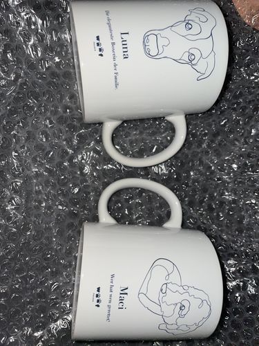 Customer photo review of Personalisierte Woofpalace Haustiertasse