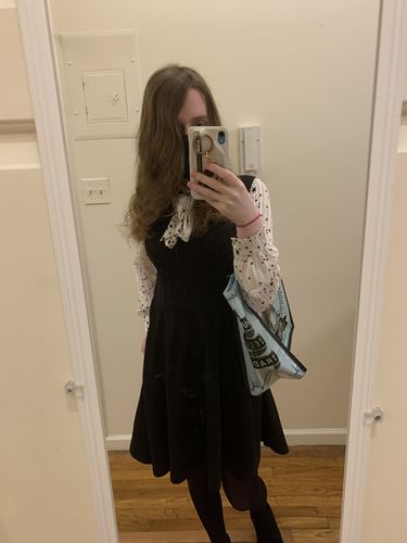 Customer photo review of Black Star Print Tie-Neck Dress by Smak Parlour