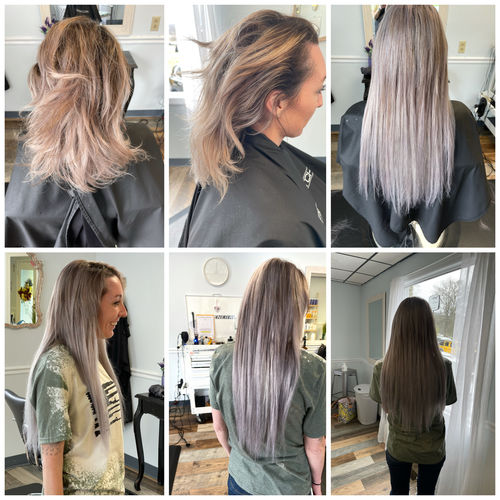 Customer photo review of Full Shine I Tip I Tip 100% Remy Human Hair Extensions Platinum Blonde (#60)
