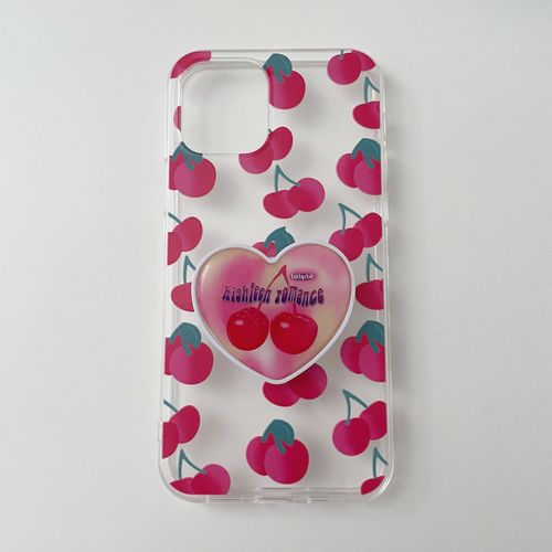 Customer photo review of Cherry Love Heart Bracket iPhone Case