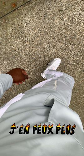 Customer photo review of Premium Side Stripe Hoodie (Grey-White)