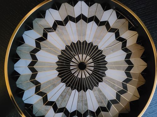 Customer photo review of Savoy Gold Trim 2 Piece Round Tray Set - Mosaic