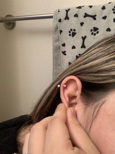 Customer photo review of Double Gem Internally Threaded Horseshoe