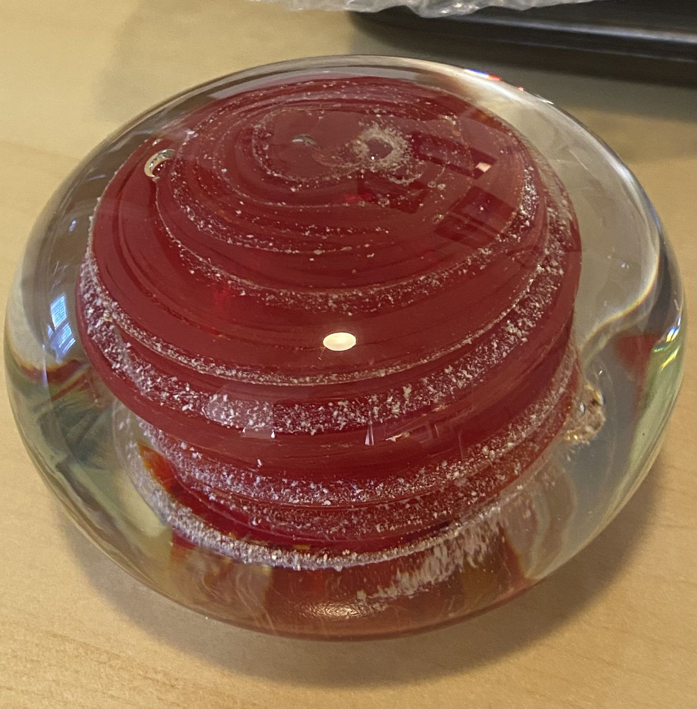 Customer photo review of Swirl Paperweight with Cremation Ash