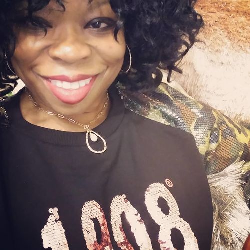 Customer photo review of Camo Sequins Sleeve 1908 Sweatshirt- FINAL SALE