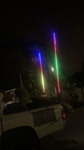 Customer photo review of RGB chasing led whip light for utv, rzr, atv, trucks (2 packs)