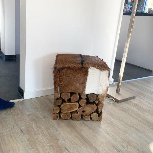 Customer photo review of Hocker Teakholz BARON mit Ziegenfell