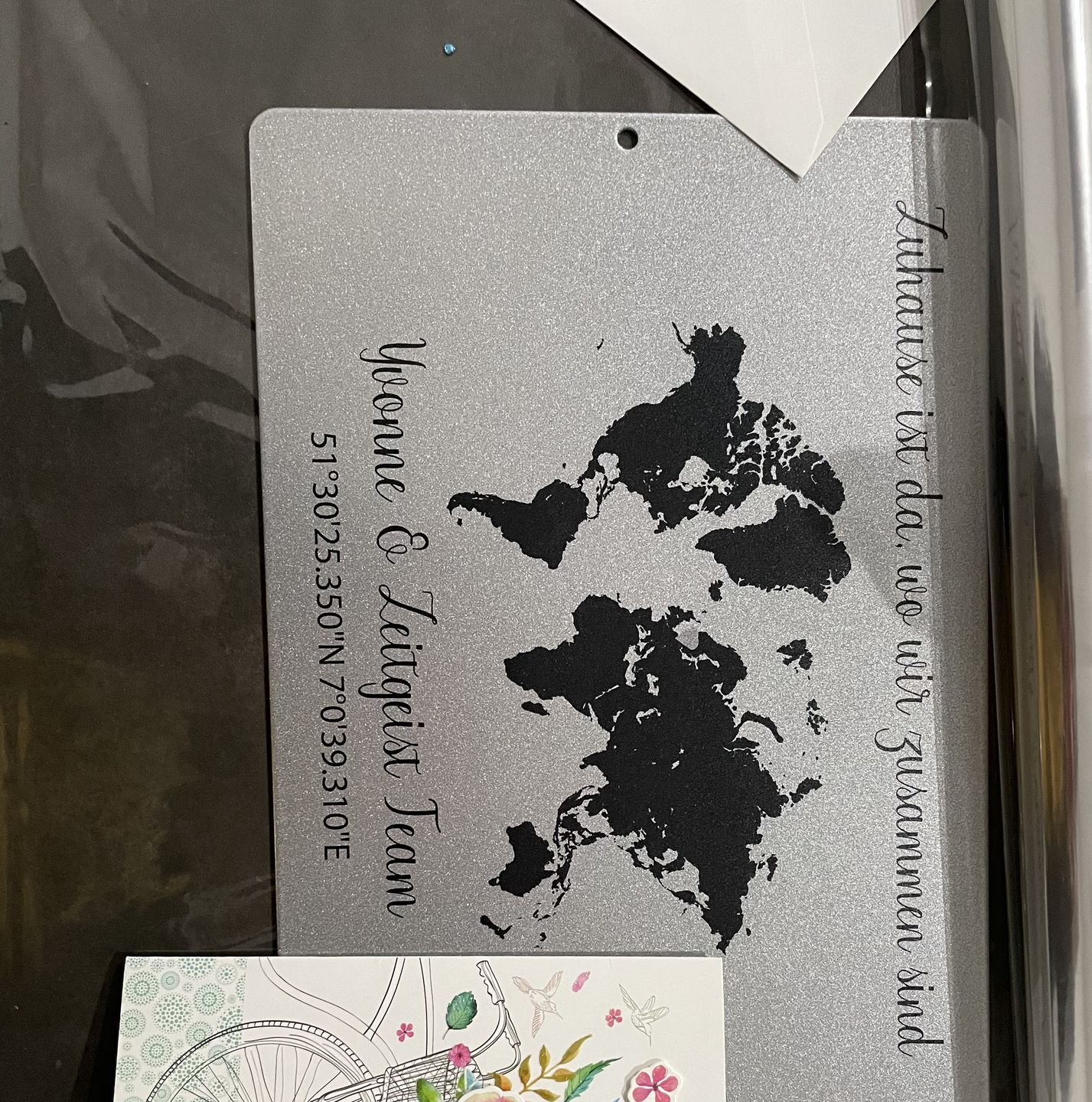 Customer photo review of Geschenk Weltkarte mit Koordinaten - personalisiert