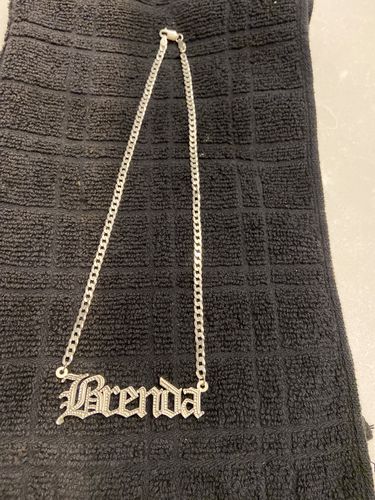 Customer photo review of Double Plated Gothic Name Necklace with Cuban Chain