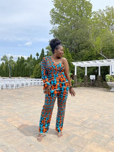 Customer photo review of African Print Lagina Jacket and Pant Set