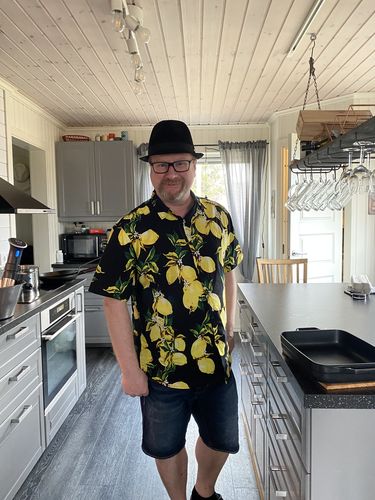 Customer photo review of chemise d'homme en pur coton à imprimé style de vacances hawaïennes