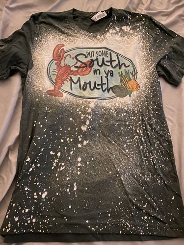 Customer photo review of Put Some South In Your Mouth Crawfish Bleached T-Shirt