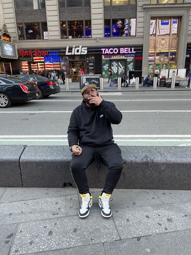 Customer photo review of Premium Side Stripe Zip Pocket Track Pants (Black - White)
