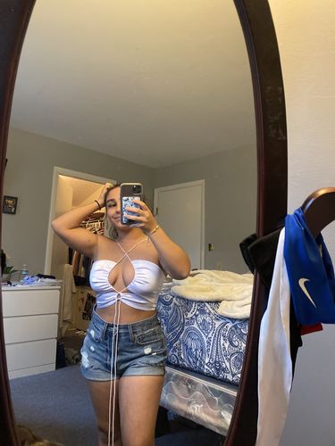 Customer photo review of Hollow out lace up top