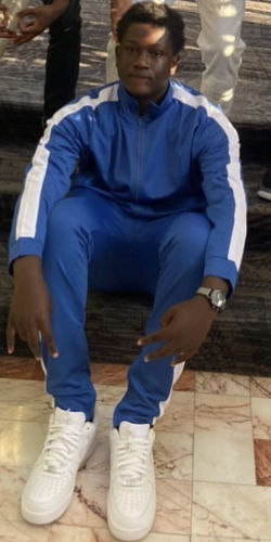 Customer photo review of Premium Side Stripe Zip Pocket Track Pants (Royal Blue - White)