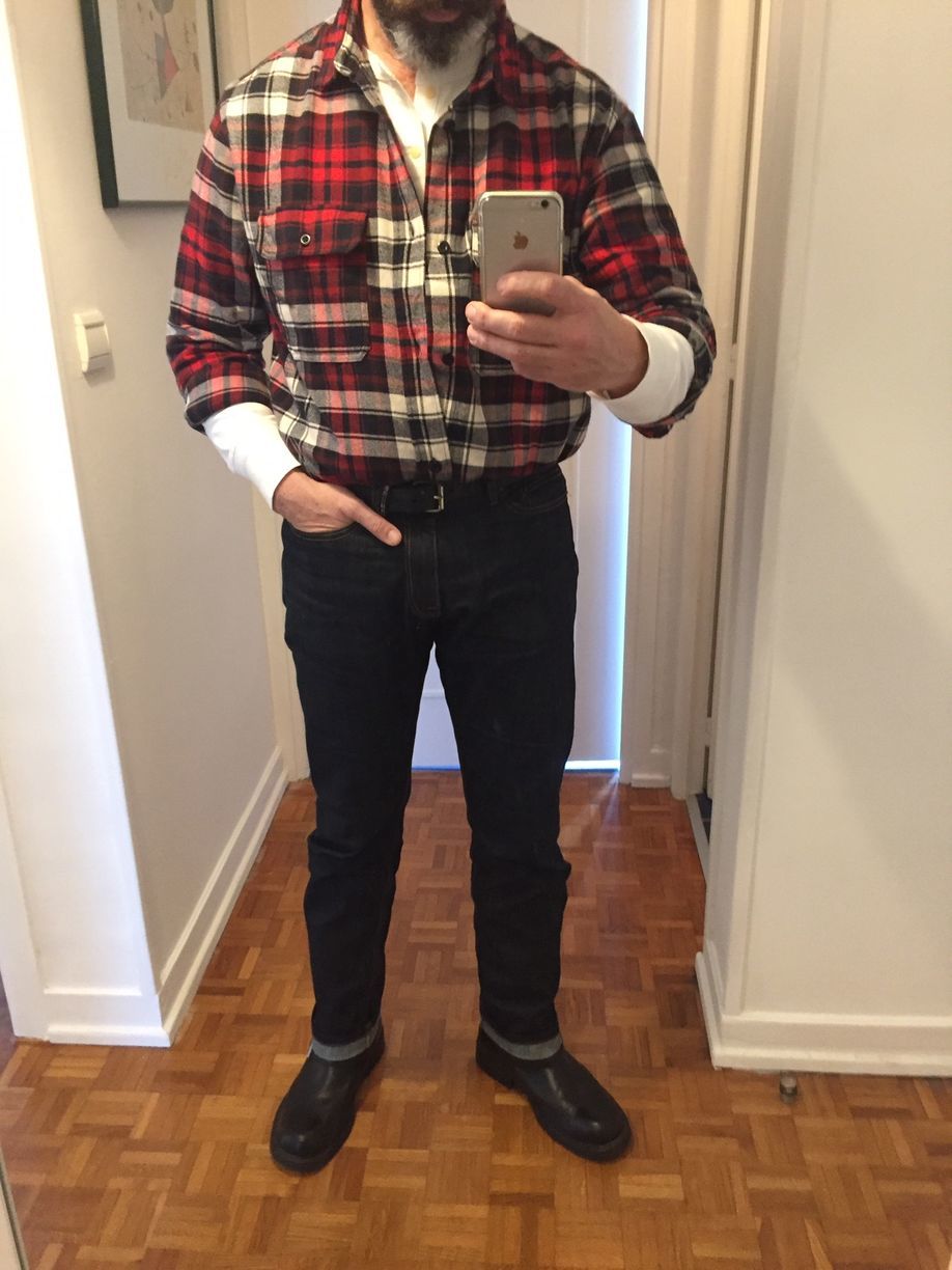 Customer photo review of Vintage Long Sleeve Henley Shirt - White