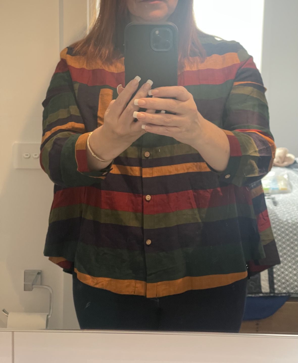 Customer photo review of Plus Size - Vintage Striped Long Sleeve 100%Cotton Shirt