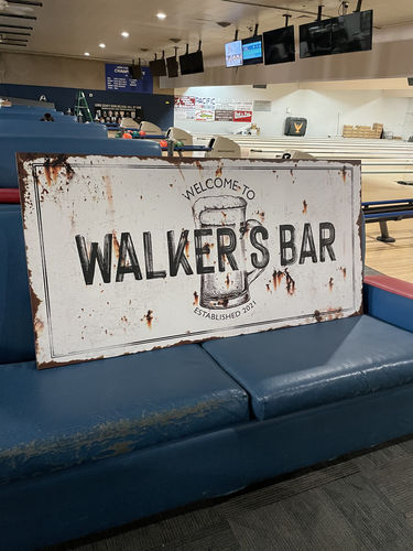 Customer photo review of Home Bar Decor Sign Large Canvas Wall Art Housewarming Gift Industrial Distressed Custom Personalized Gift