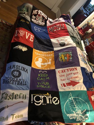 T-shirt quilt featuring nc state wolfpack, eastern women's basketball team by Kathryn from NC
