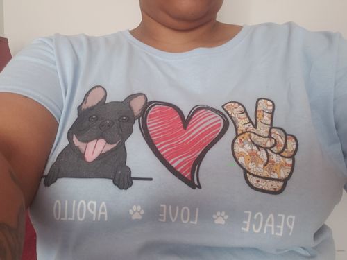 Customer photo review of Peace Love Dog - Personalized Custom Women T-shirt