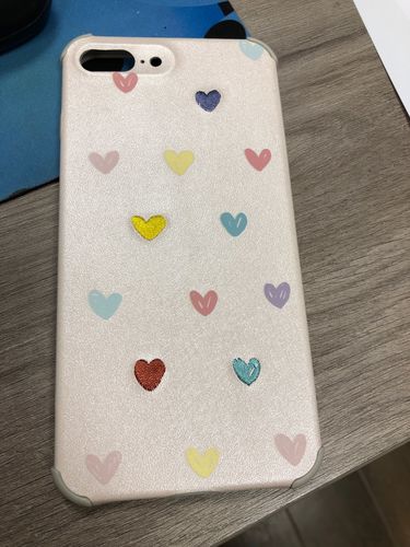 Customer photo review of Leather Embroidery Love Heart Drop iPhone Case