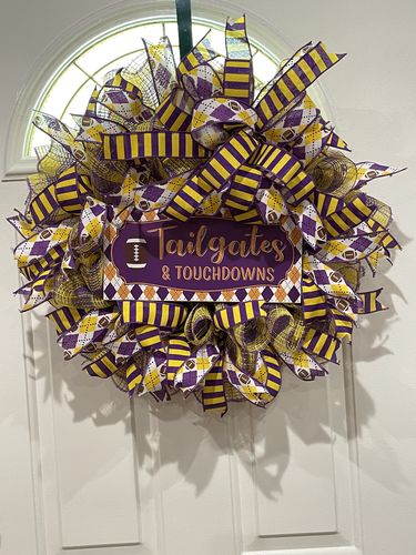 Customer photo review of Purple & Gold Sports Wreath Kit - Wreath Kit - WK-030