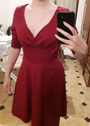 Customer photo review of Robe Année 50 Vintage Demi-manches Col V Plain
