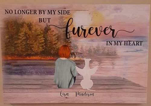 Customer photo review of No Longer By My Side But Forever In My Heart - Personalized Custom Matte Canvas - Memorial Dog Gifts