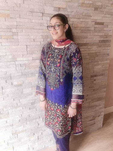 Customer photo review of Simrans Digital Print Premium Lilen Outfit Floral Blush Ensemble