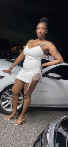 Customer photo review of One Night Only Mini Dress (White)