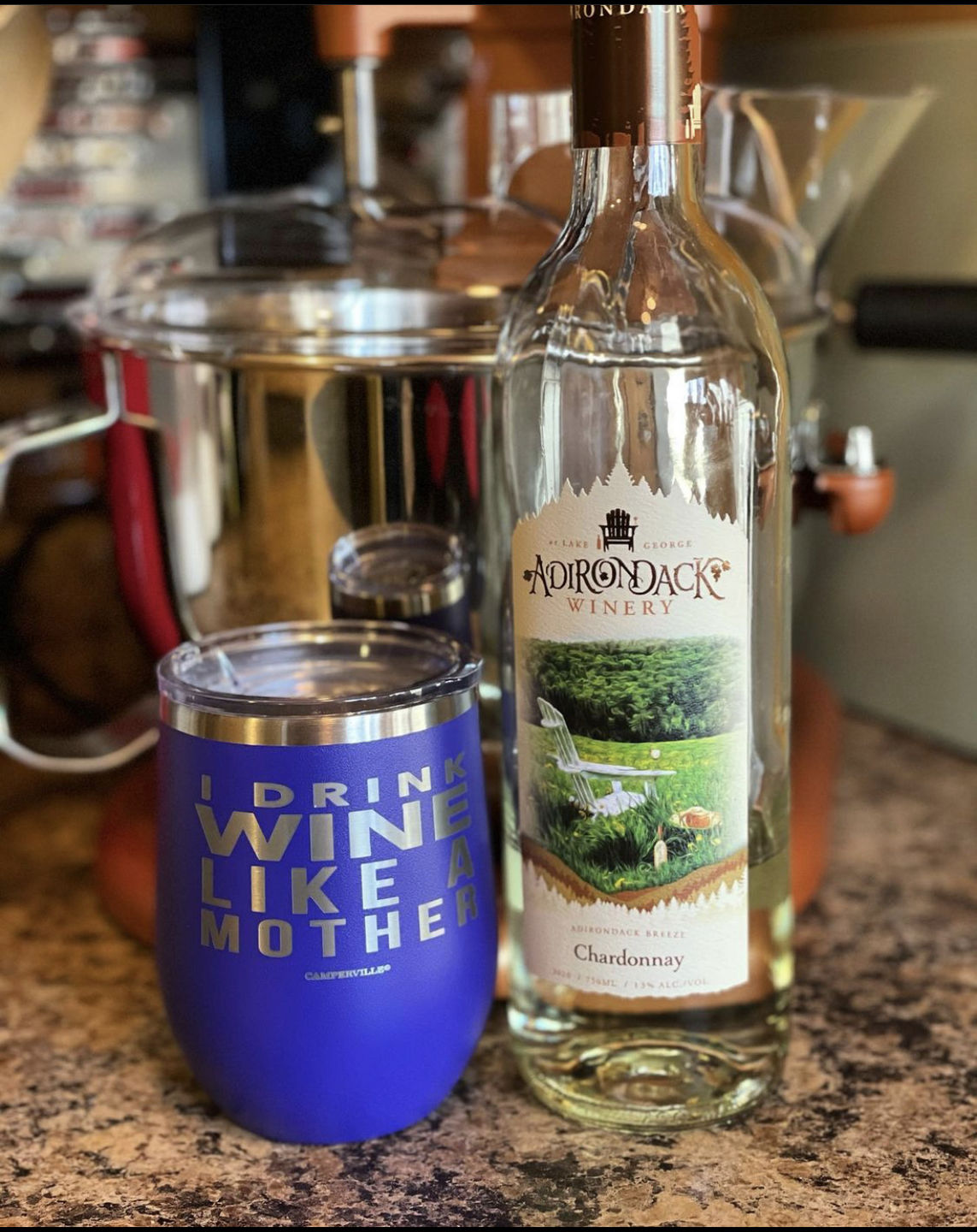Customer photo review of "I Drink Wine Like A Mother" Stemless Wine Cup