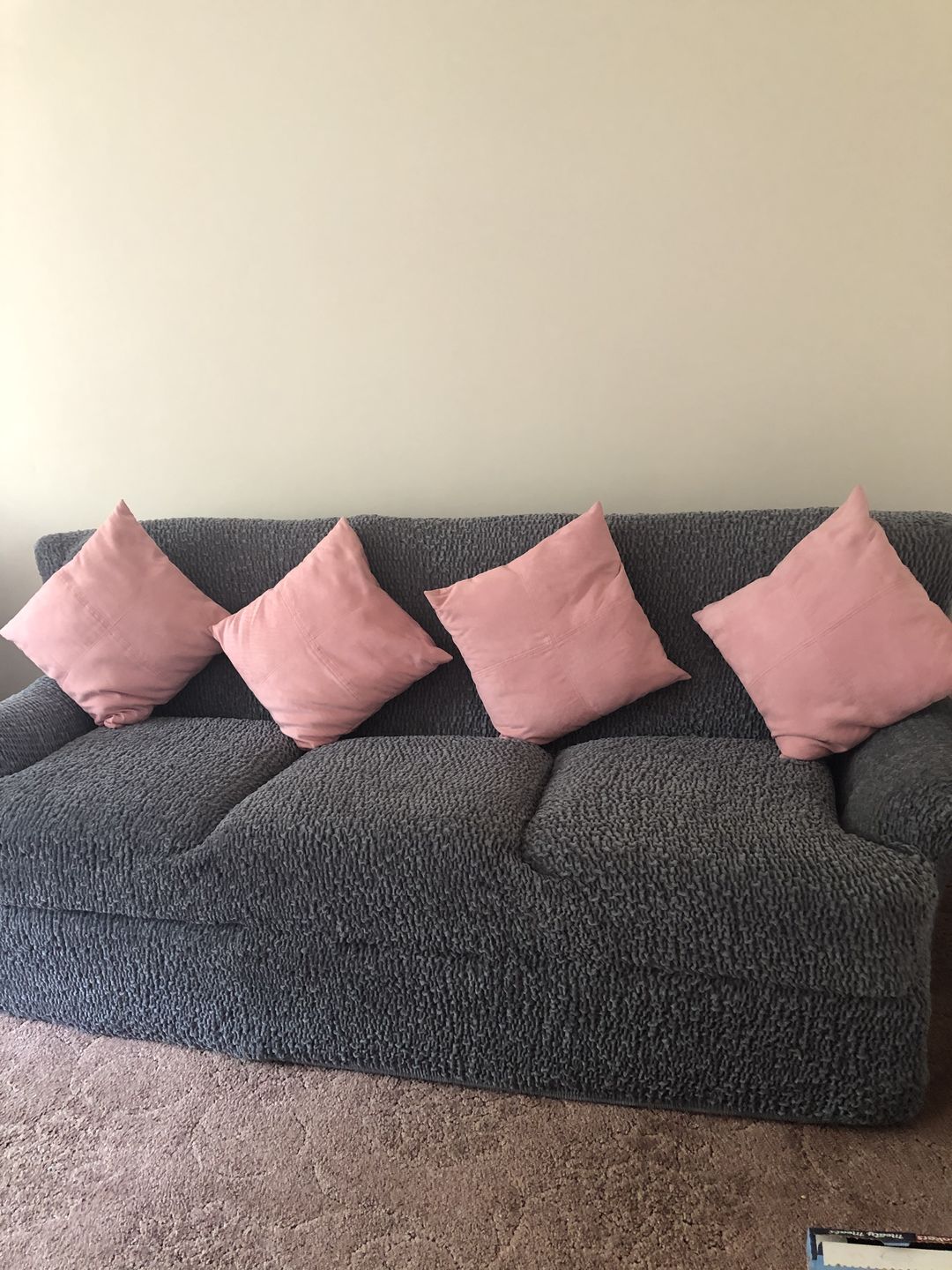 Customer photo review of 3 Seater Sofa Cover - Grey, Velvet Collection