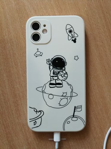 Customer photo review of Moon Border Planet Astronaut 1 iPhone Case
