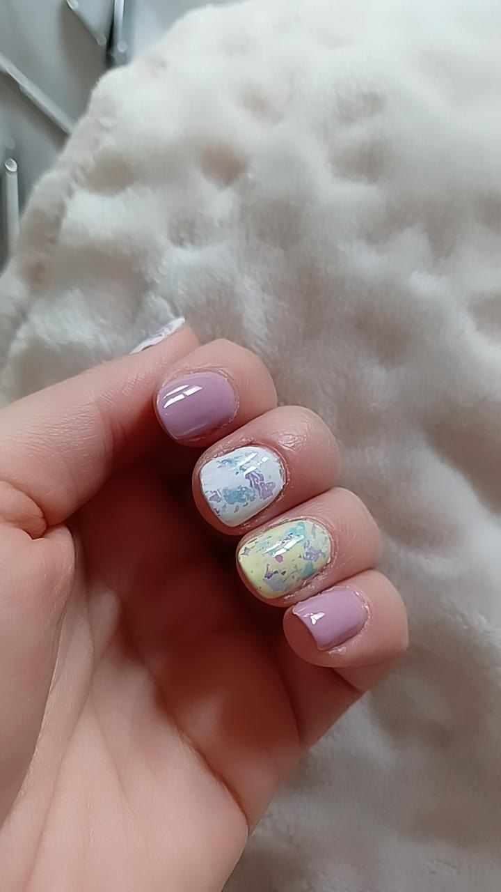 Customer photo review of Semilac Nail Transfer Foil Pink & Blue Marble 09