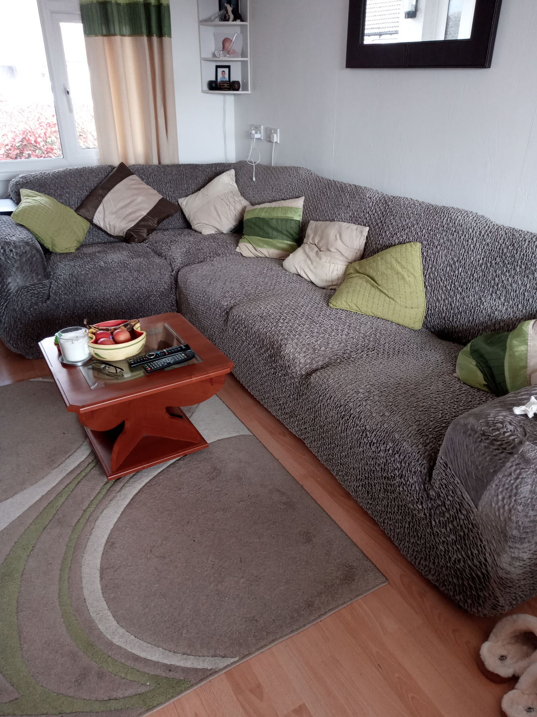 Customer photo review of Corner Sofa Cover - Brown, Velvet Collection