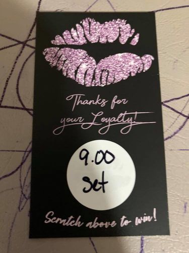 Customer photo review of Purple Glitter Lip Scratch Off Card