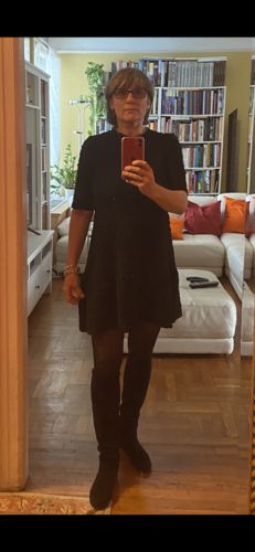 Customer photo review of Summer Casual Pleated O-neck Pure Color Dress