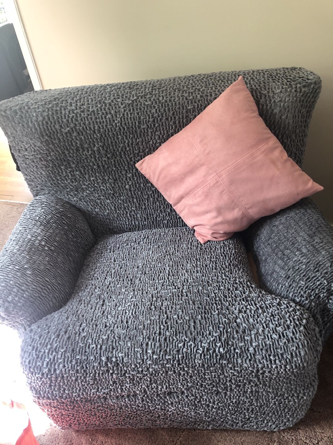 Customer photo review of Arm Chair Cover - Grey, Velvet