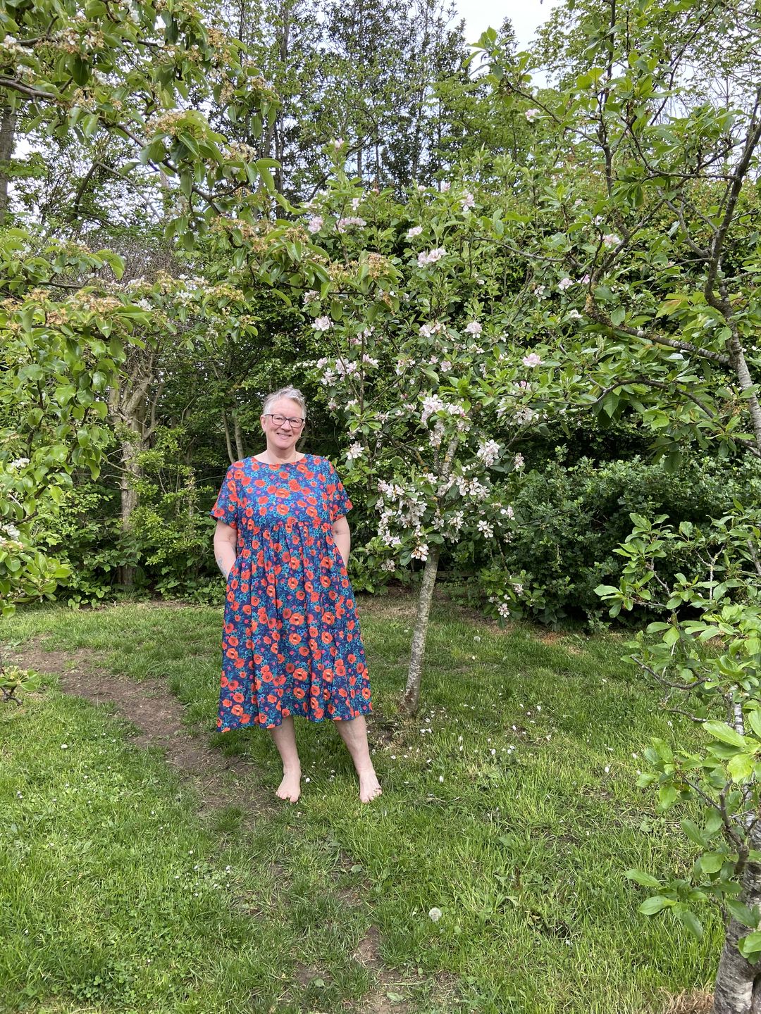 Customer photo review of Plus Size - Print Cotton Linen Loose A-Line Dress