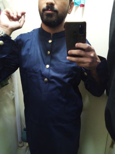Customer photo review of Crown Fine Quality Wash and Wear ( Unstitched ) Navy Blue