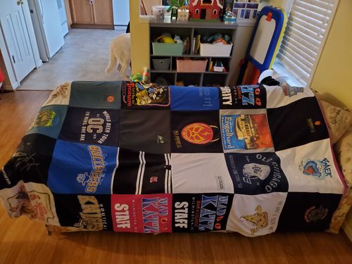 T-shirt quilt featuring ole miss rebels, houston rockets by Christopher from NC