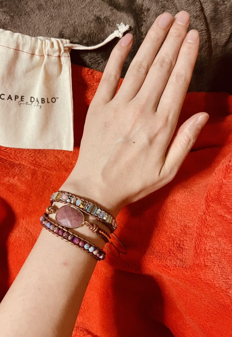 Customer photo review of Healing Rhodochrosite Wrap Bracelet
