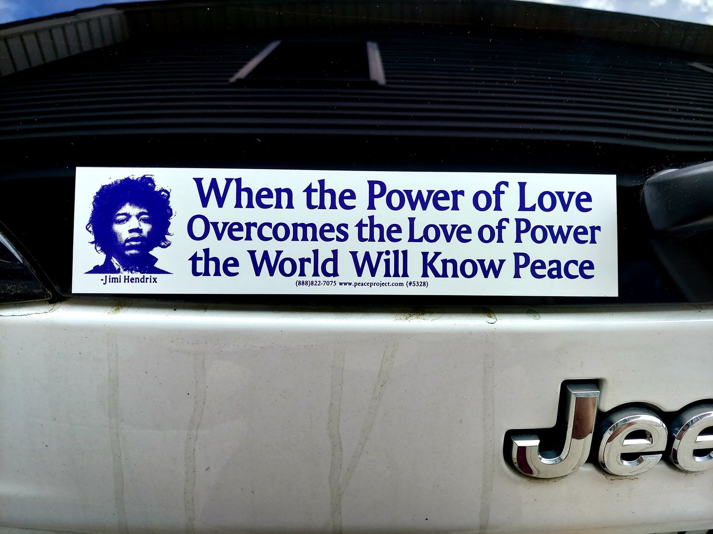Customer photo review of Jimi Hendrix Power of Love Bumper Sticker